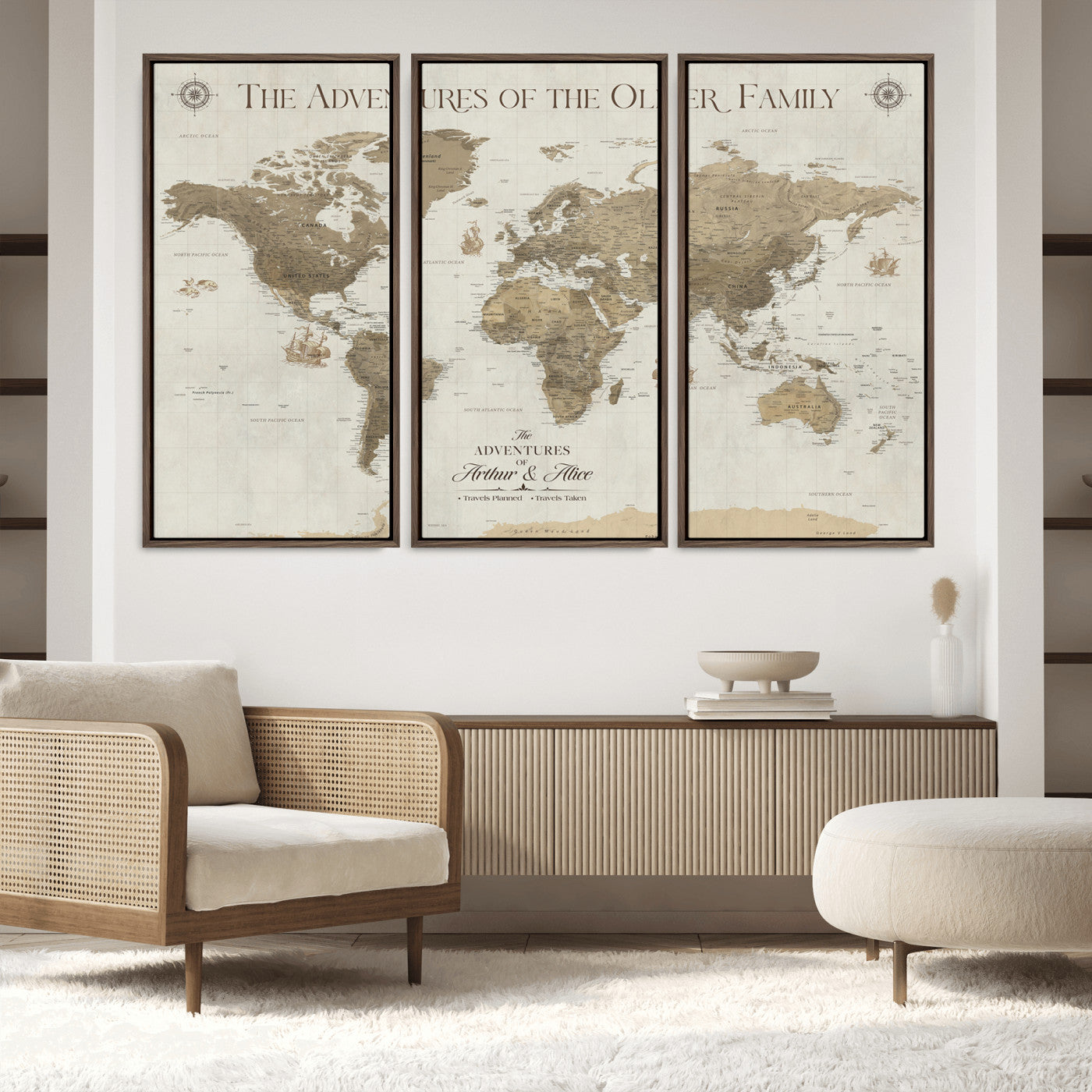 40119313-MGV-FC-48X32-3P_Walnut-World Travel Map with Pins – Push Pin Maps of Where I've Been, Framed Wall Map for Travel Memories, Old Style Decorative World Map - H12