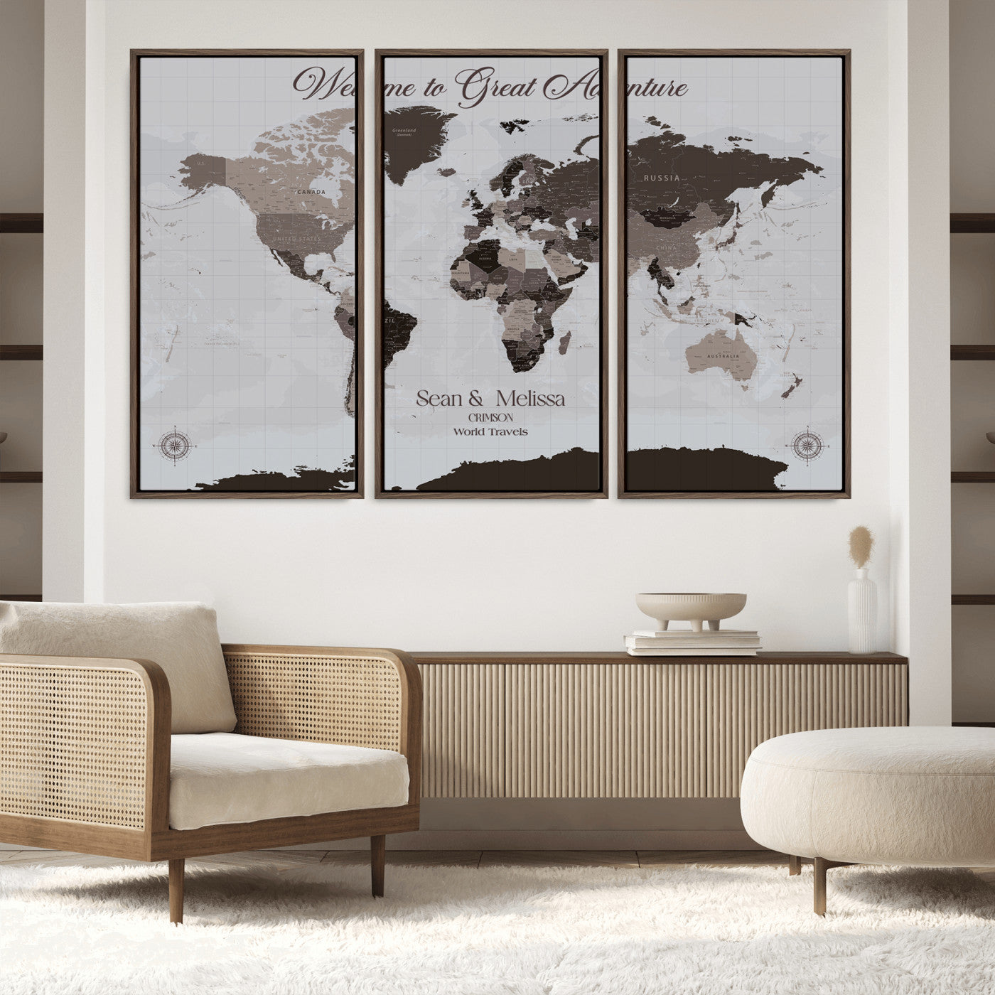 43749658-MGV-FC-48X32-3P_Walnut-Custom Push Pin World Map Wall Canvas Print