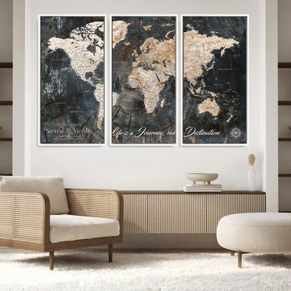 13001721-MGV-FC-48X32-3P_White-Framed Travel Tracker Map with Push Pins – World Canvas Wall Art to Mark Trips, Great for Offices, Classrooms, and Gift Ideas - H16