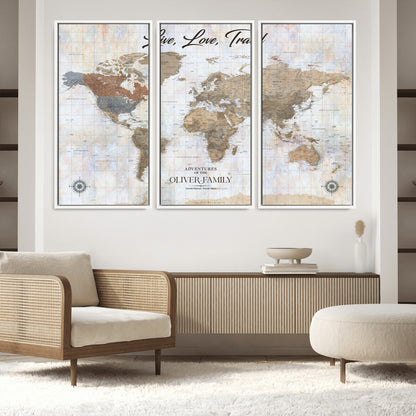76256172-MGV-FC-48X32-3P_White-Custom Push Pin World Map Wall Canvas Print – Personalized Travel Tracker with Pins – Framed Large Multi-Size Canvas for Home Office Decor - H20