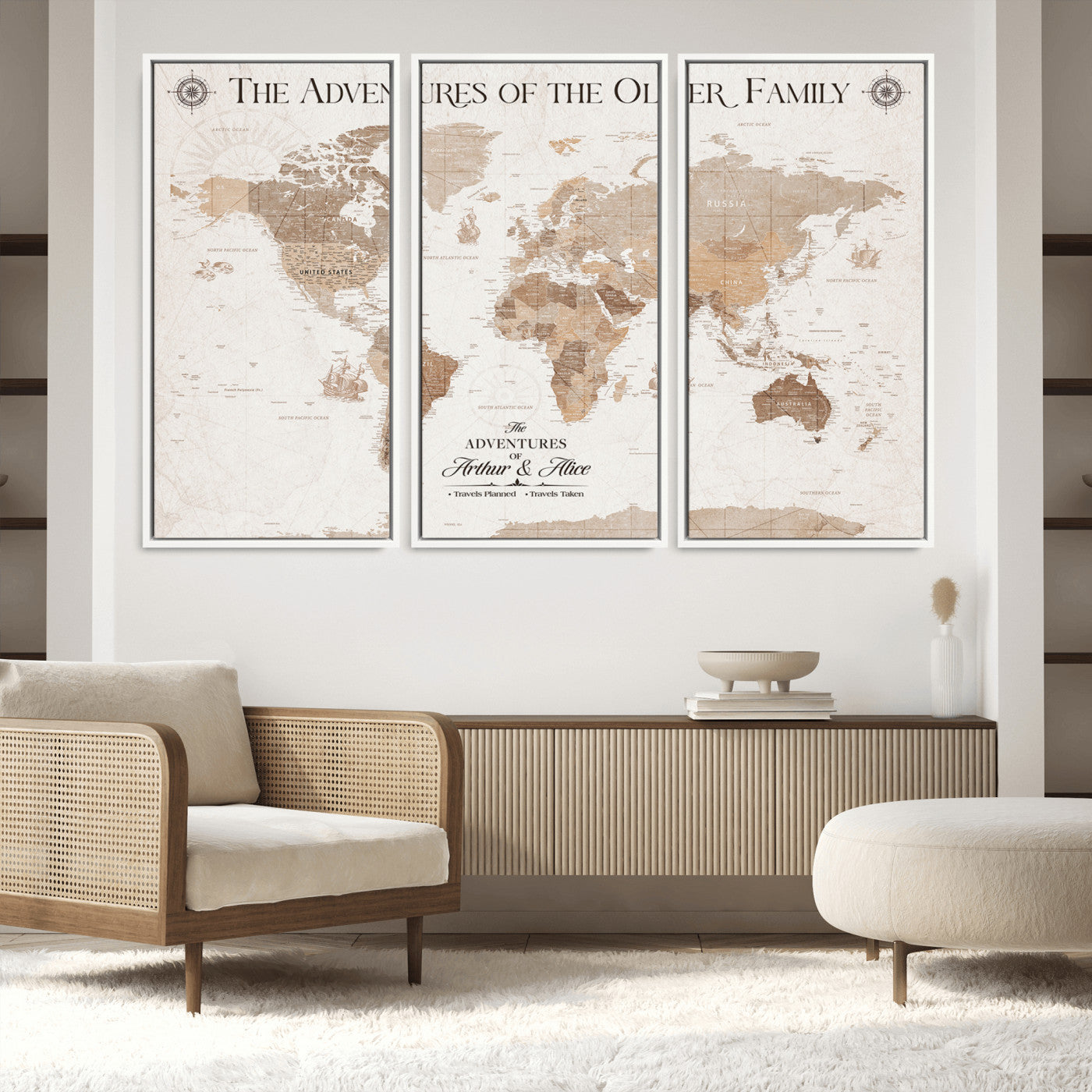58395047-MGV-CV-36X24-Custom Push Pin World Map Wall Canvas Print – Personalized Travel Tracker with Pins – Framed Large Multi-Size Canvas for Home Office Decor