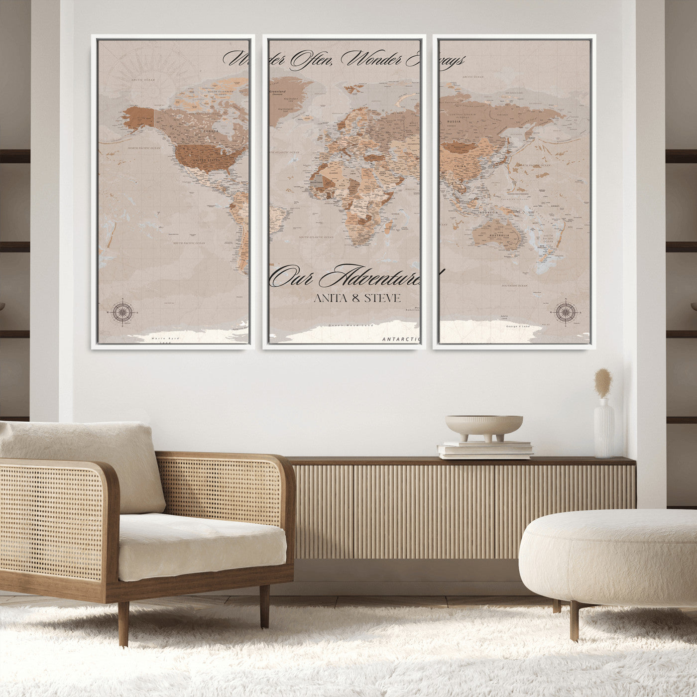 95243244-MGV-FC-48X32-3P_White-Custom Push Pin World Map Wall Canvas Print – Personalized Map for Travel Lovers - Large Personalized Gift for Home Office Decor