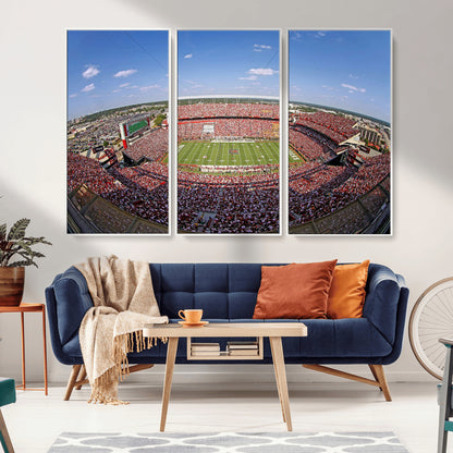 An William Brice-Stadium view of a full football stadium with cheering fans and clear blue skies, capturing the excitement and energy of the game.