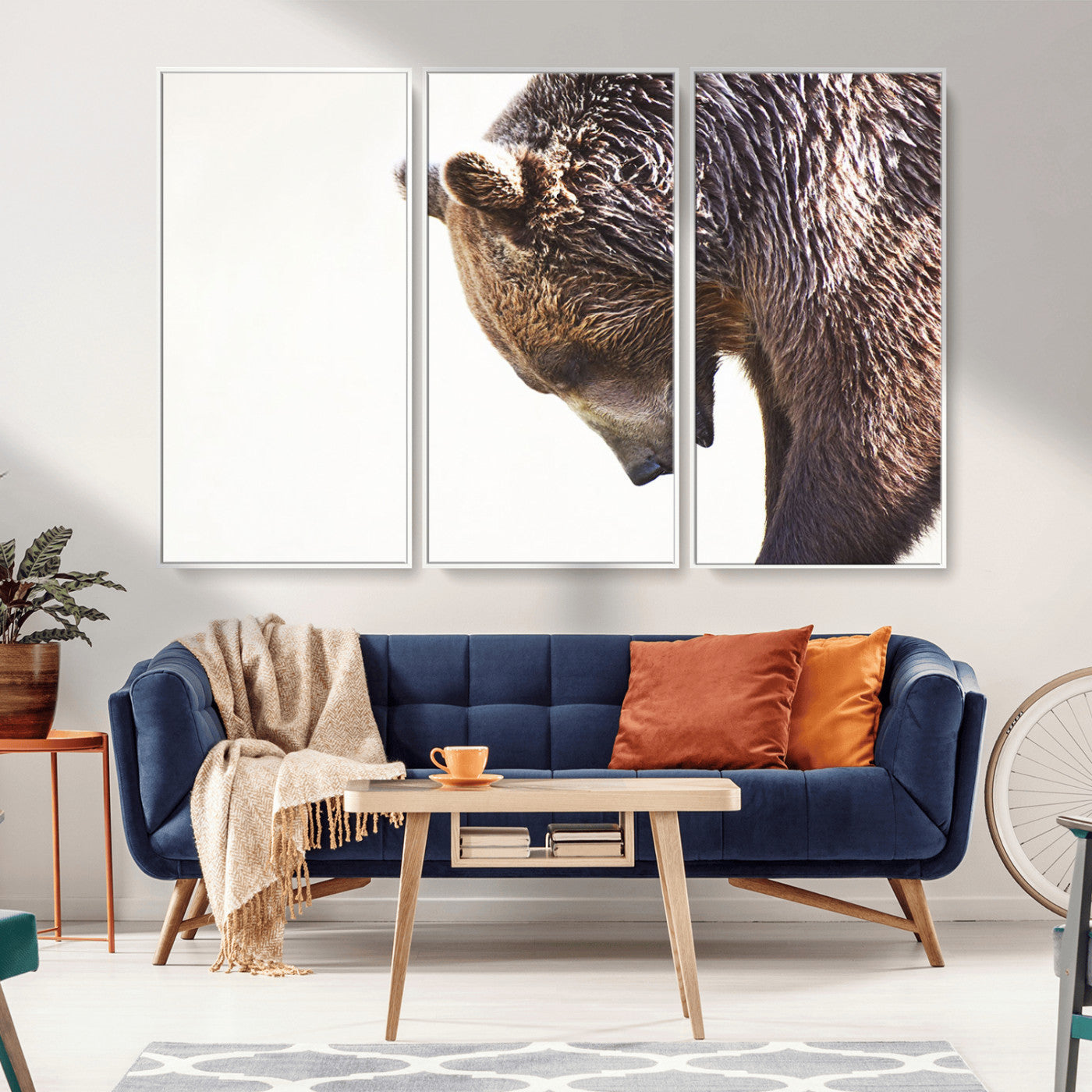 Majestic Bear Portrait - Capture the raw beauty of a bear in a detailed close-up, perfect for your Wall Art Canvas Print collection
