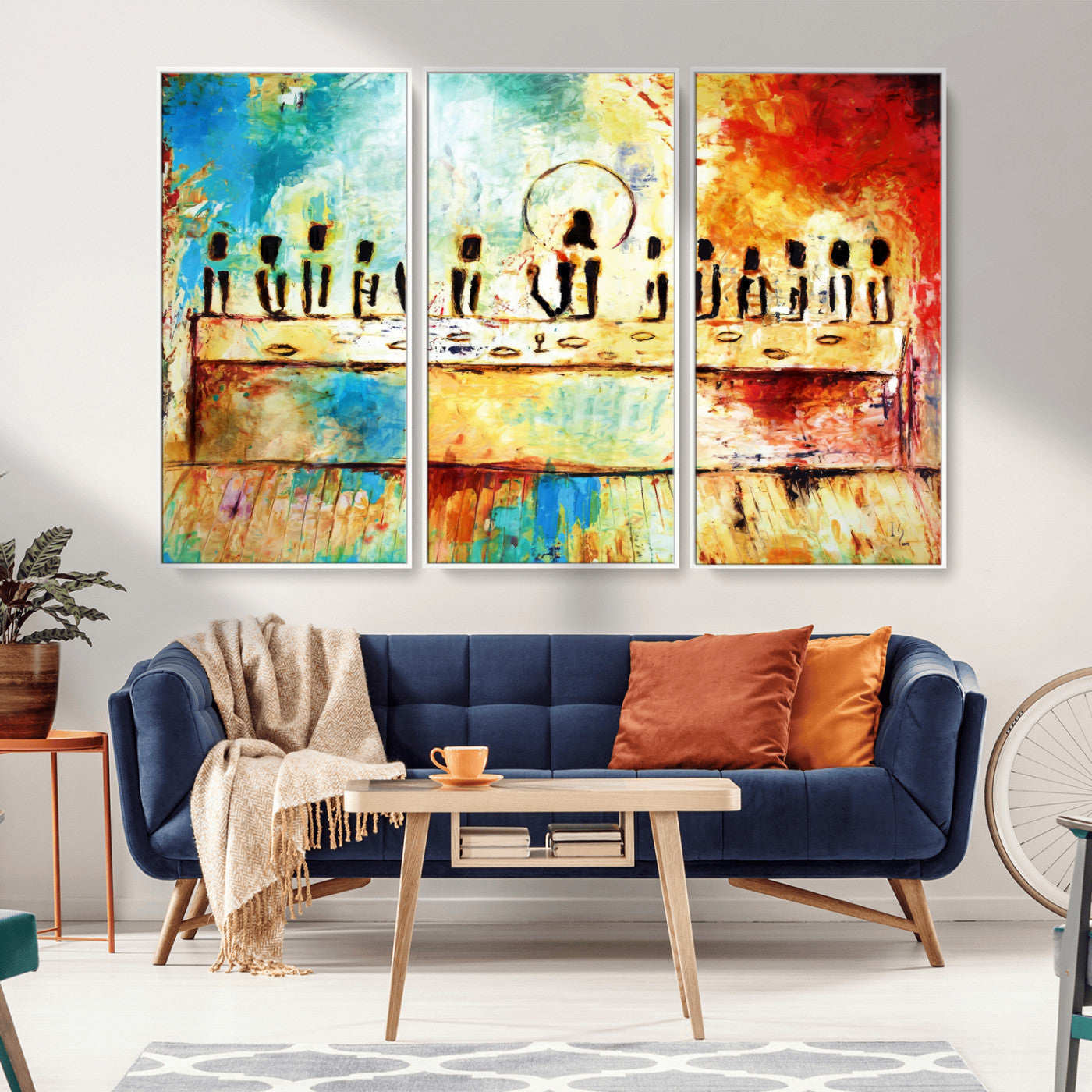 Abstract Last Supper with Apostles Wall Art Canvas Print