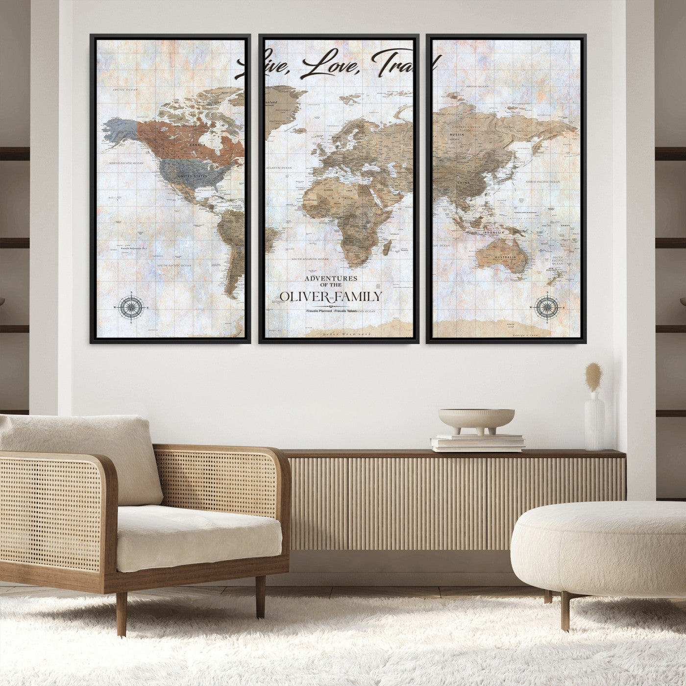 76256172-MGV-FC-48X32-3P_Black-Custom Push Pin World Map Wall Canvas Print – Personalized Travel Tracker with Pins – Framed Large Multi-Size Canvas for Home Office Decor - H20