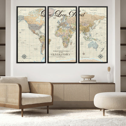 49563244-MGV-CV-36X24-Custom Push Pin World Map Wall Canvas Print – Personalized Travel Tracker with Pins – Framed Large Multi-Size Canvas for Home Office Decor