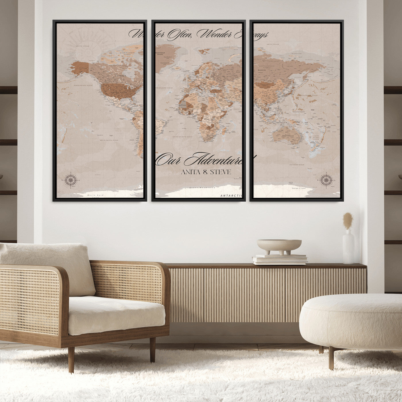 95243244-MGV-FC-48X32-3P_Black-Custom Push Pin World Map Wall Canvas Print – Personalized Map for Travel Lovers - Large Personalized Gift for Home Office Decor