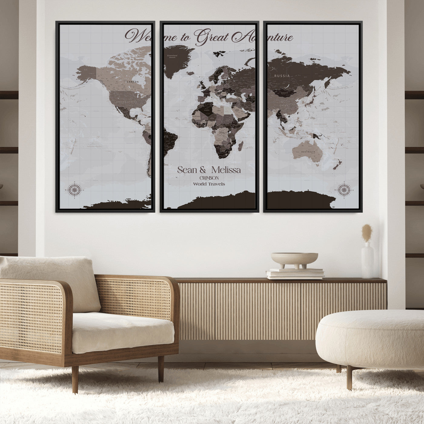 43749658-MGV-FC-48X32-3P_Black-Custom Push Pin World Map Wall Canvas Print
