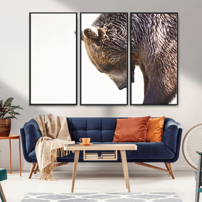 Majestic Bear Portrait - Capture the raw beauty of a bear in a detailed close-up, perfect for your Wall Art Canvas Print collection