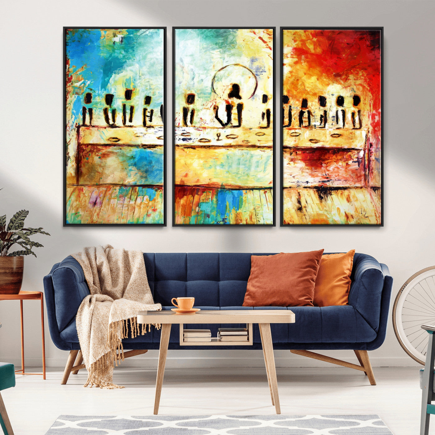 Abstract Last Supper with Apostles Wall Art Canvas Print