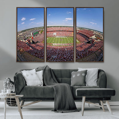 An William Brice-Stadium view of a full football stadium with cheering fans and clear blue skies, capturing the excitement and energy of the game.