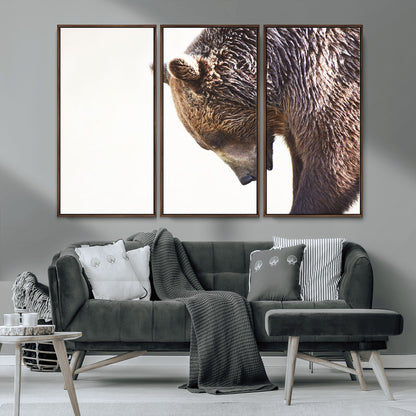 Majestic Bear Portrait - Capture the raw beauty of a bear in a detailed close-up, perfect for your Wall Art Canvas Print collection