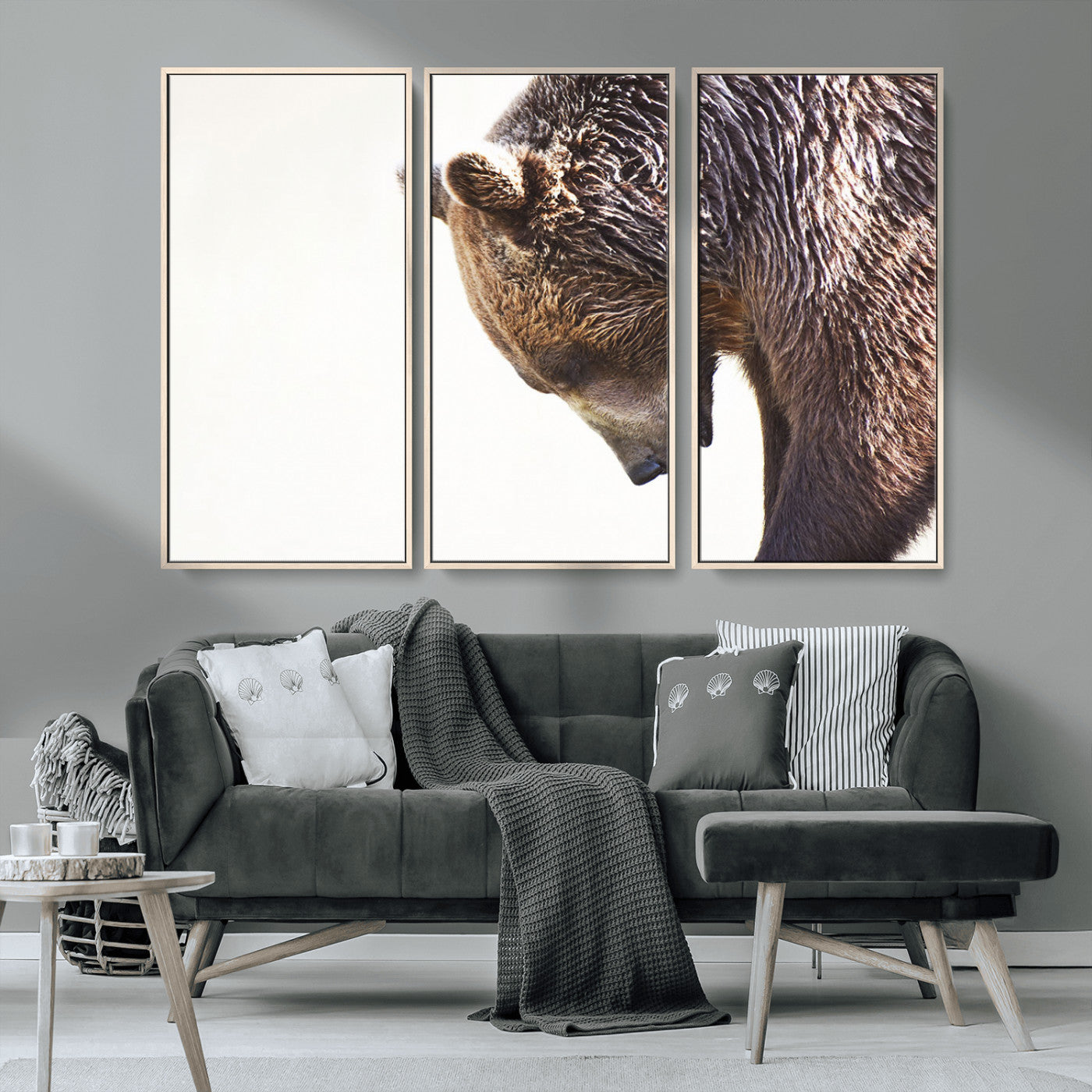 Majestic Bear Portrait - Capture the raw beauty of a bear in a detailed close-up, perfect for your Wall Art Canvas Print collection