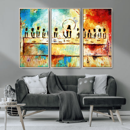 Abstract Last Supper with Apostles Wall Art Canvas Print
