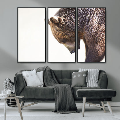 Majestic Bear Portrait - Capture the raw beauty of a bear in a detailed close-up, perfect for your Wall Art Canvas Print collection