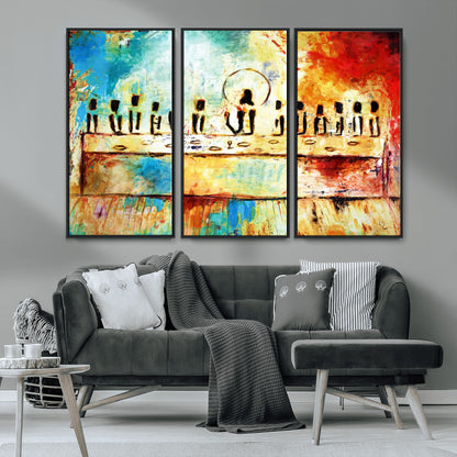 Abstract Last Supper with Apostles Wall Art Canvas Print