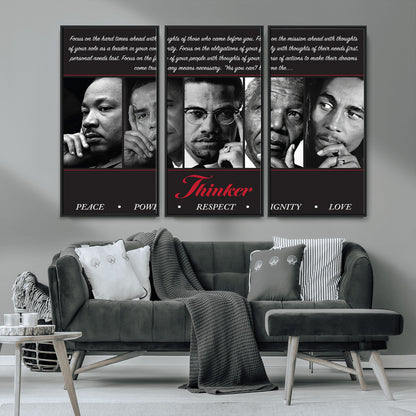 Monochrome canvas of iconic Black leaders with a powerful quote, perfect for modern spaces with a cultural or motivational theme.