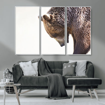 Majestic Bear Portrait - Capture the raw beauty of a bear in a detailed close-up, perfect for your Wall Art Canvas Print collection