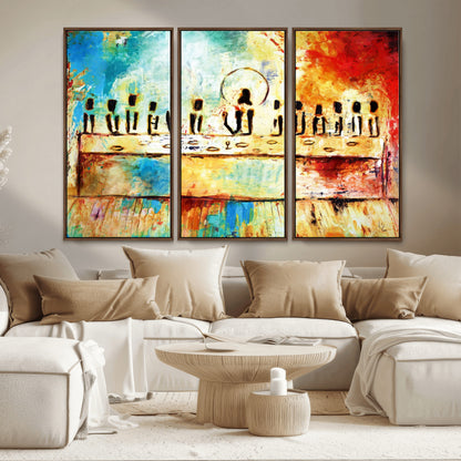 Abstract Last Supper with Apostles Wall Art Canvas Print