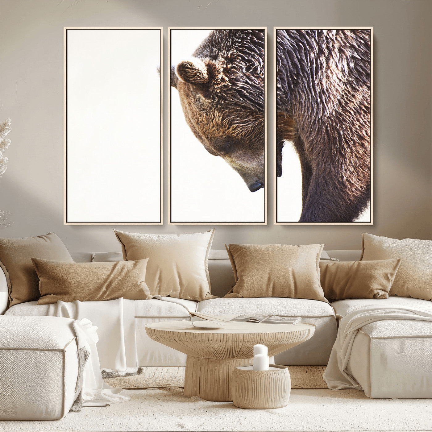 Majestic Bear Portrait - Capture the raw beauty of a bear in a detailed close-up, perfect for your Wall Art Canvas Print collection