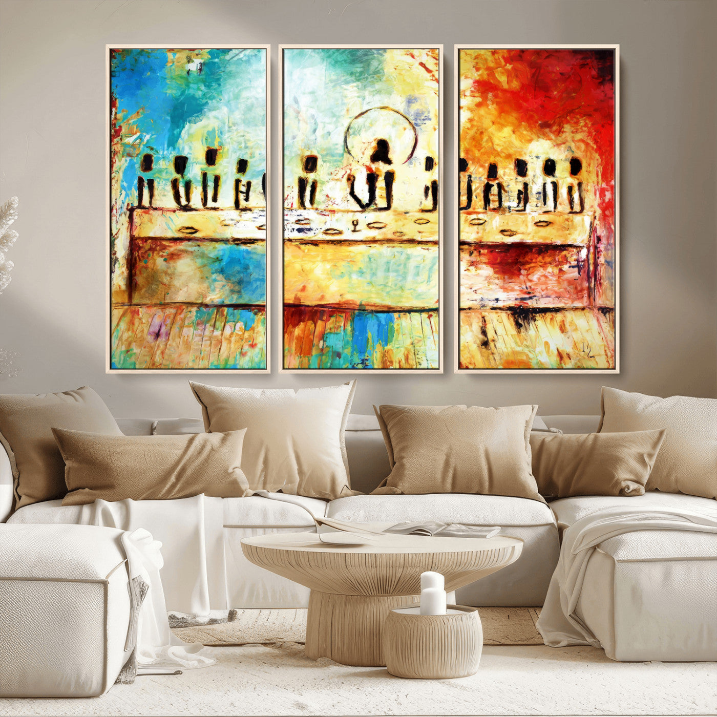Abstract Last Supper with Apostles Wall Art Canvas Print
