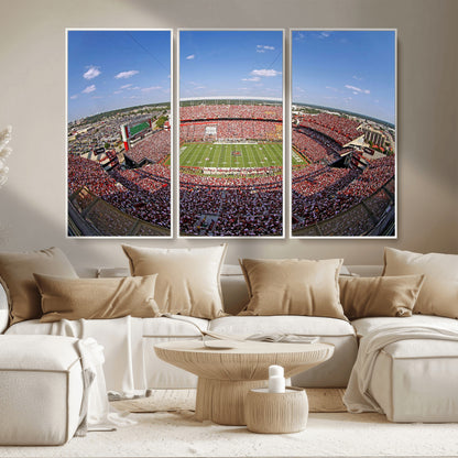 An William Brice-Stadium view of a full football stadium with cheering fans and clear blue skies, capturing the excitement and energy of the game.