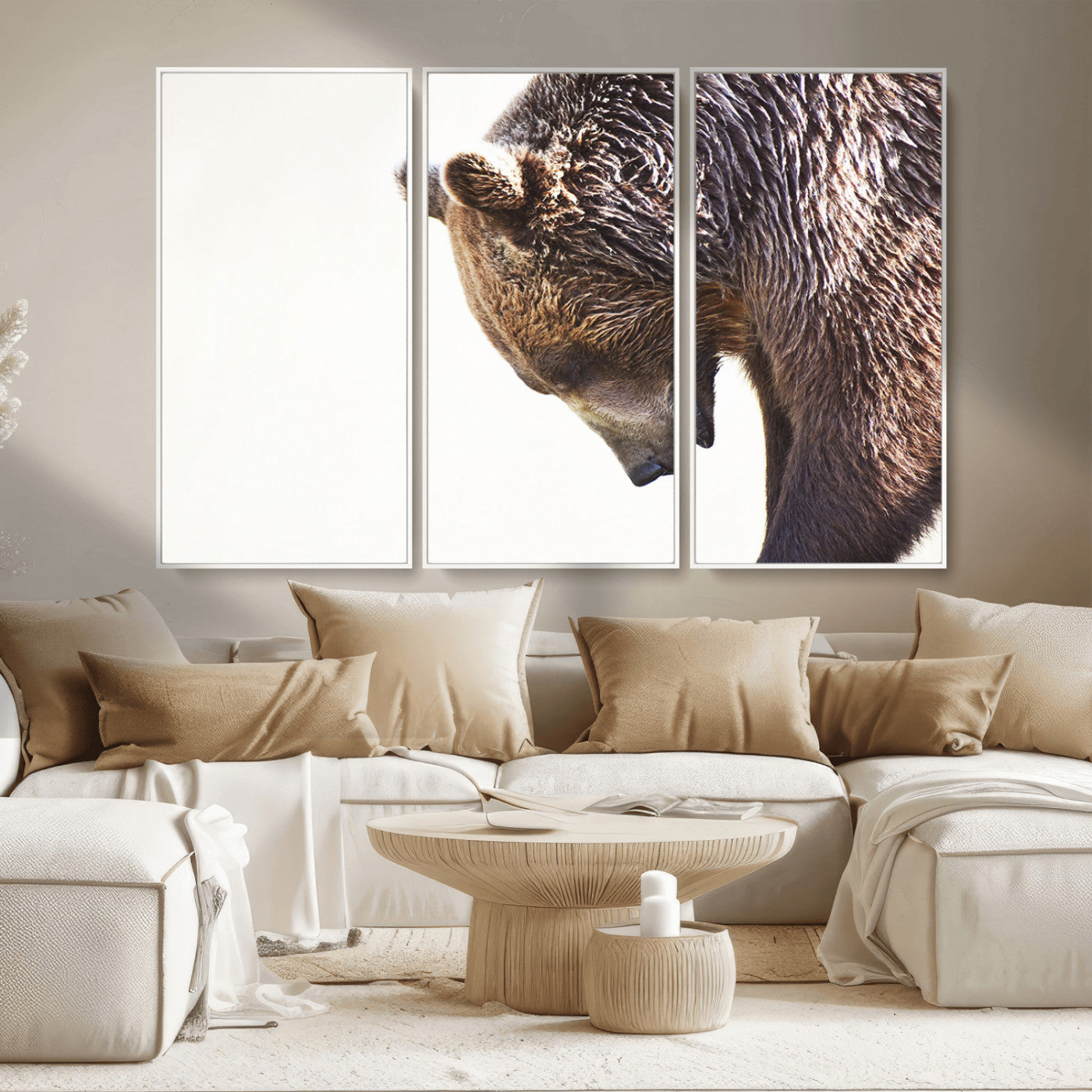 Majestic Bear Portrait - Capture the raw beauty of a bear in a detailed close-up, perfect for your Wall Art Canvas Print collection