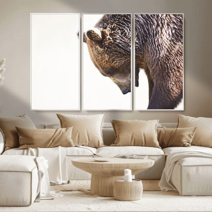 Majestic Bear Portrait - Capture the raw beauty of a bear in a detailed close-up, perfect for your Wall Art Canvas Print collection
