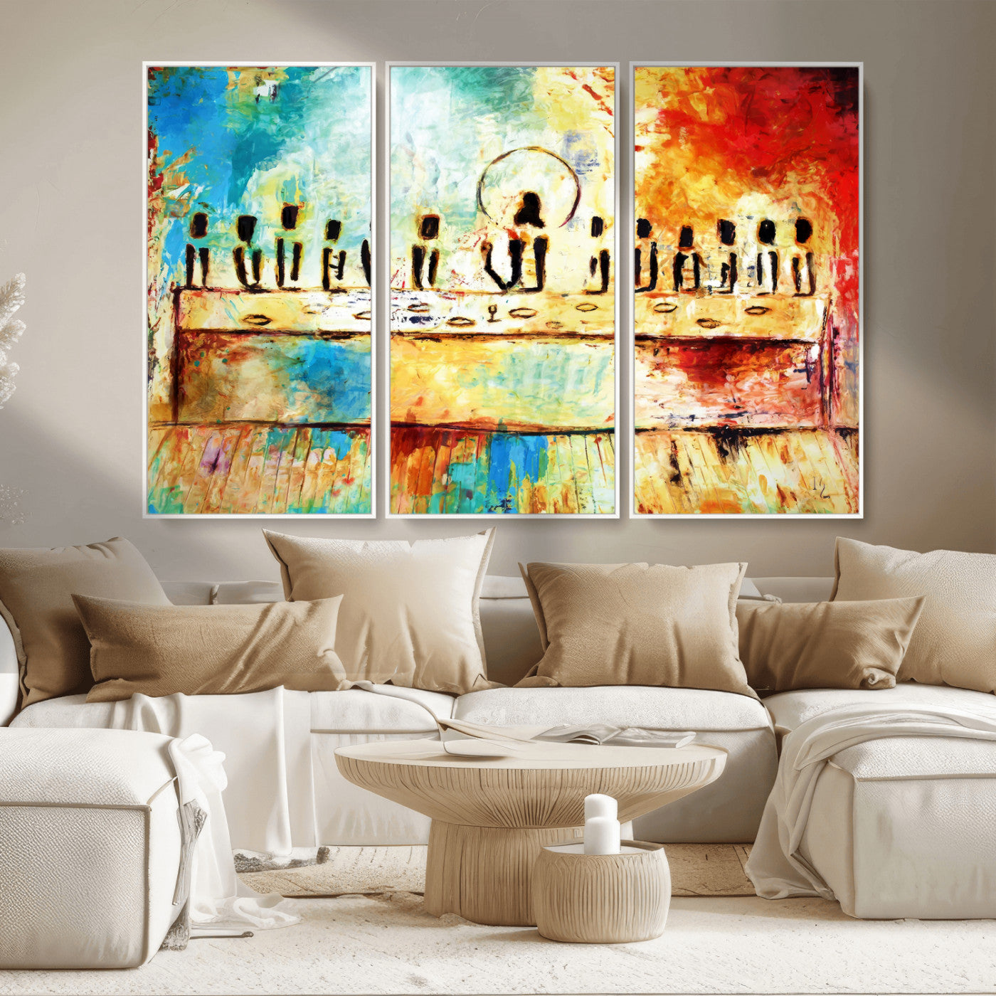 Abstract Last Supper with Apostles Wall Art Canvas Print