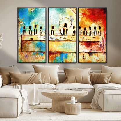 Abstract Last Supper with Apostles Wall Art Canvas Print