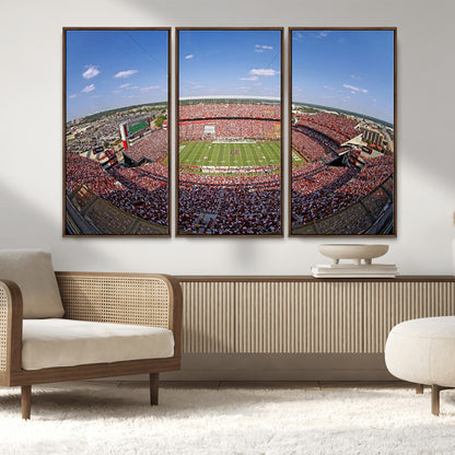 An William Brice-Stadium view of a full football stadium with cheering fans and clear blue skies, capturing the excitement and energy of the game.
