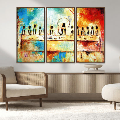 Abstract Last Supper with Apostles Wall Art Canvas Print