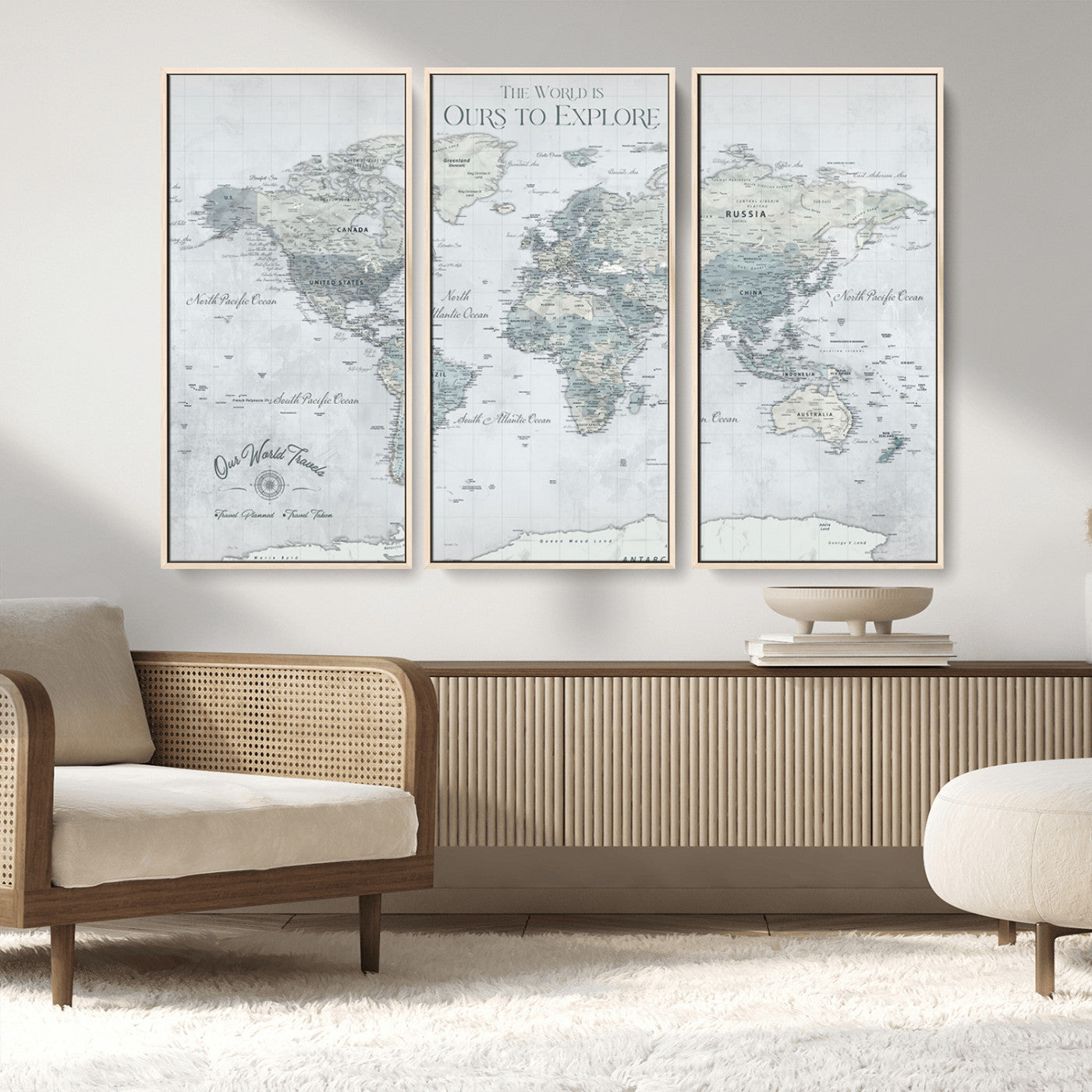 Custom Push Pin World Map Wall Canvas Print – Personalized Travel Tracker with Pins – Framed Custom Quotie Canvas for Home Office Decor