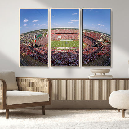 An William Brice-Stadium view of a full football stadium with cheering fans and clear blue skies, capturing the excitement and energy of the game.