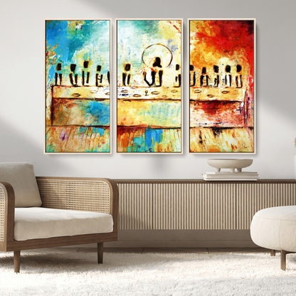 Abstract Last Supper with Apostles Wall Art Canvas Print