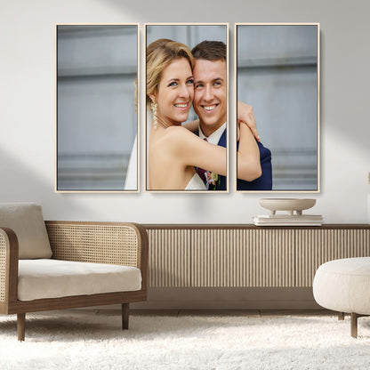 CSTM6030-MGV-FC-48X32-3P_Natural-Custom Floating Frame Wall Art – Personalized Photo Print for Family Memories or Gift, Ready to Hang Framed Canvas Decor