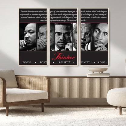 Monochrome canvas of iconic Black leaders with a powerful quote, perfect for modern spaces with a cultural or motivational theme.