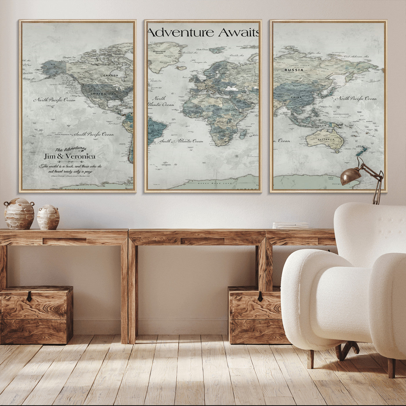 Customize Push Pin World Map Wall Canvas Print – Personalized Travel Tracker with Pins – Framed Custom Quotie Canvas for Home Office Decor