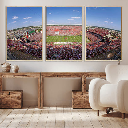 An William Brice-Stadium view of a full football stadium with cheering fans and clear blue skies, capturing the excitement and energy of the game.