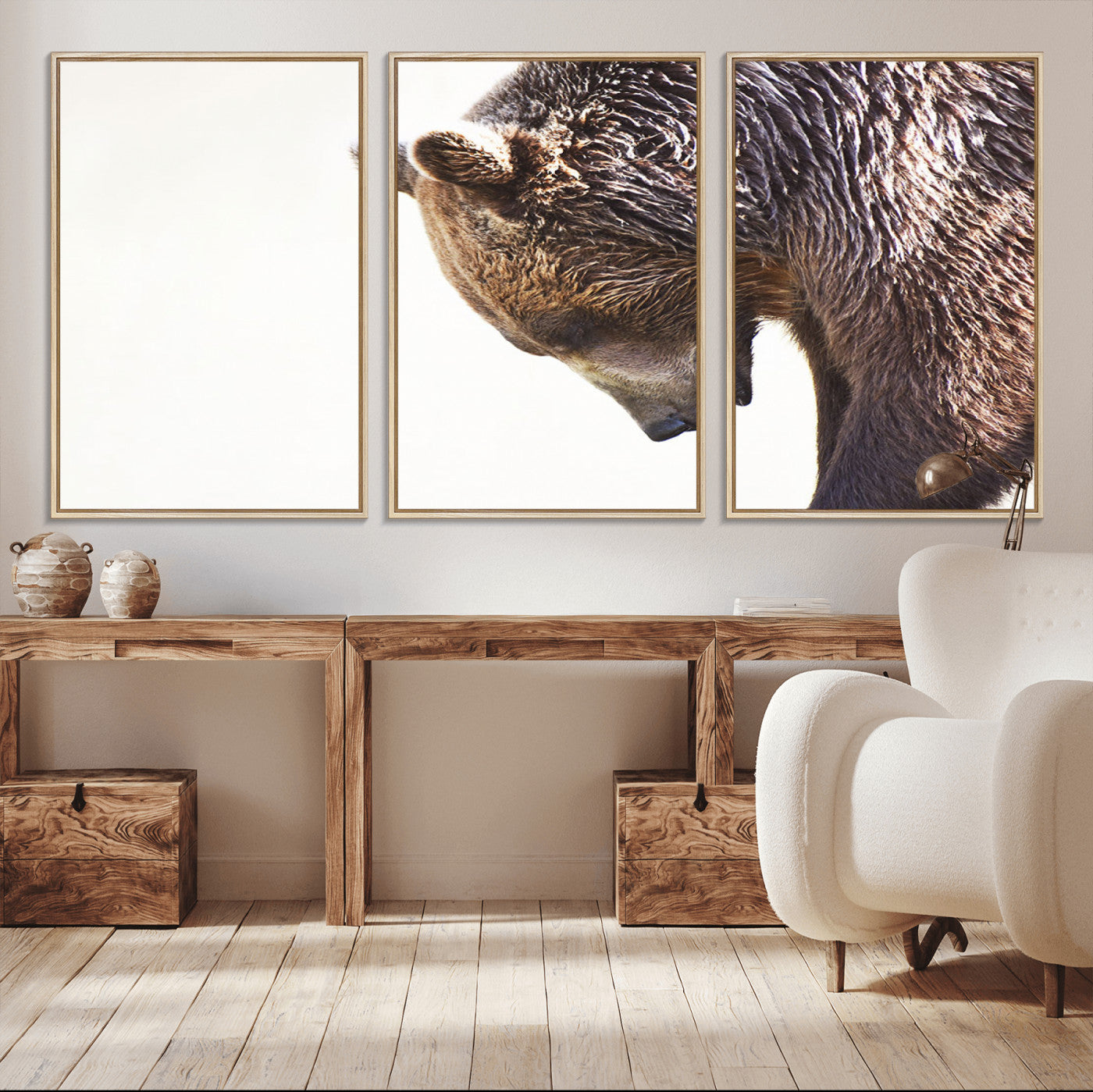 Majestic Bear Portrait - Capture the raw beauty of a bear in a detailed close-up, perfect for your Wall Art Canvas Print collection