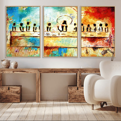 Abstract Last Supper with Apostles Wall Art Canvas Print