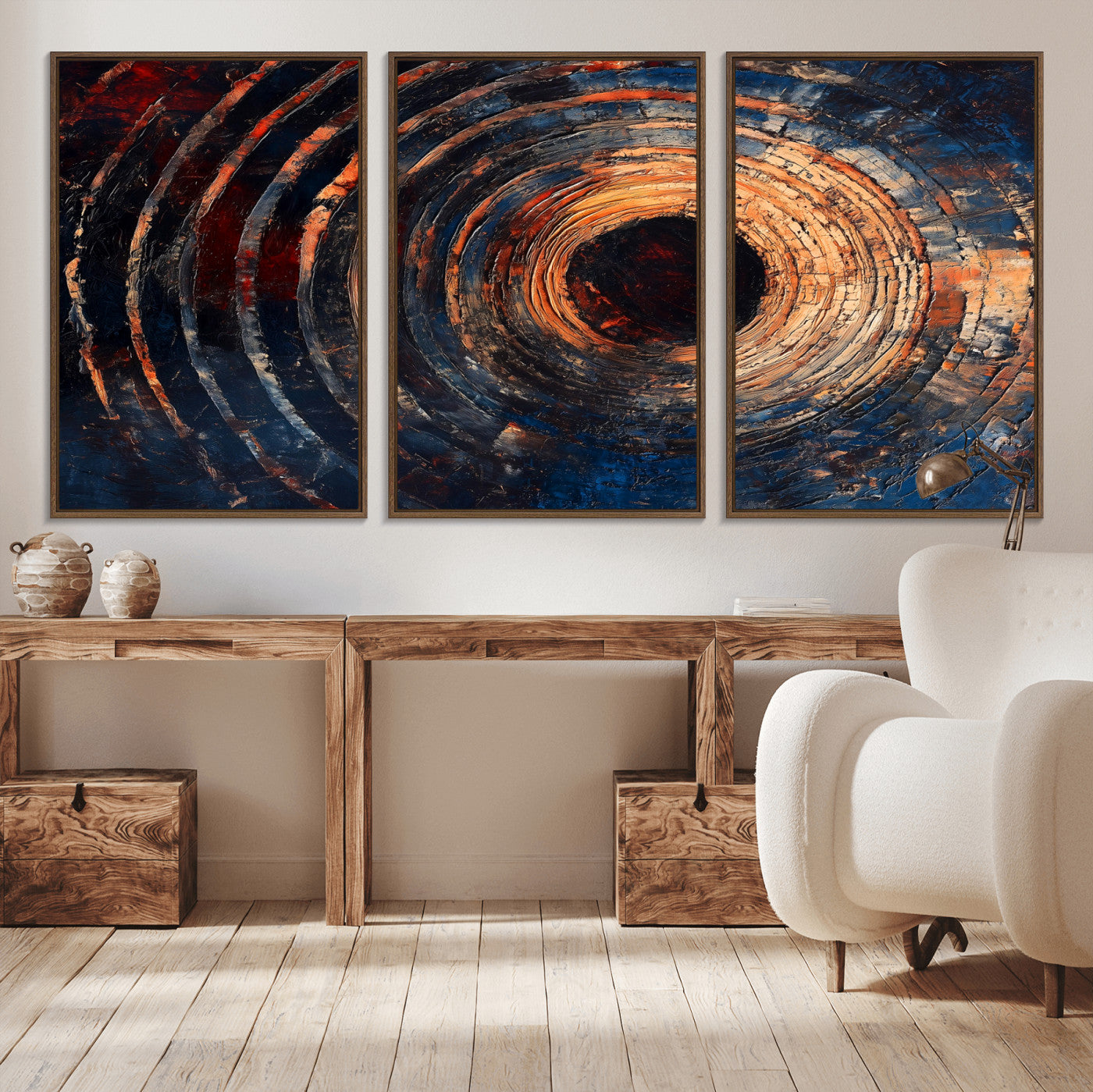 Wood Tree Ring Wall Art Print - Natural Wood Canvas Print, featuring an intricate tree ring pattern with organic textures, perfect for rustic and nature-inspired decor.