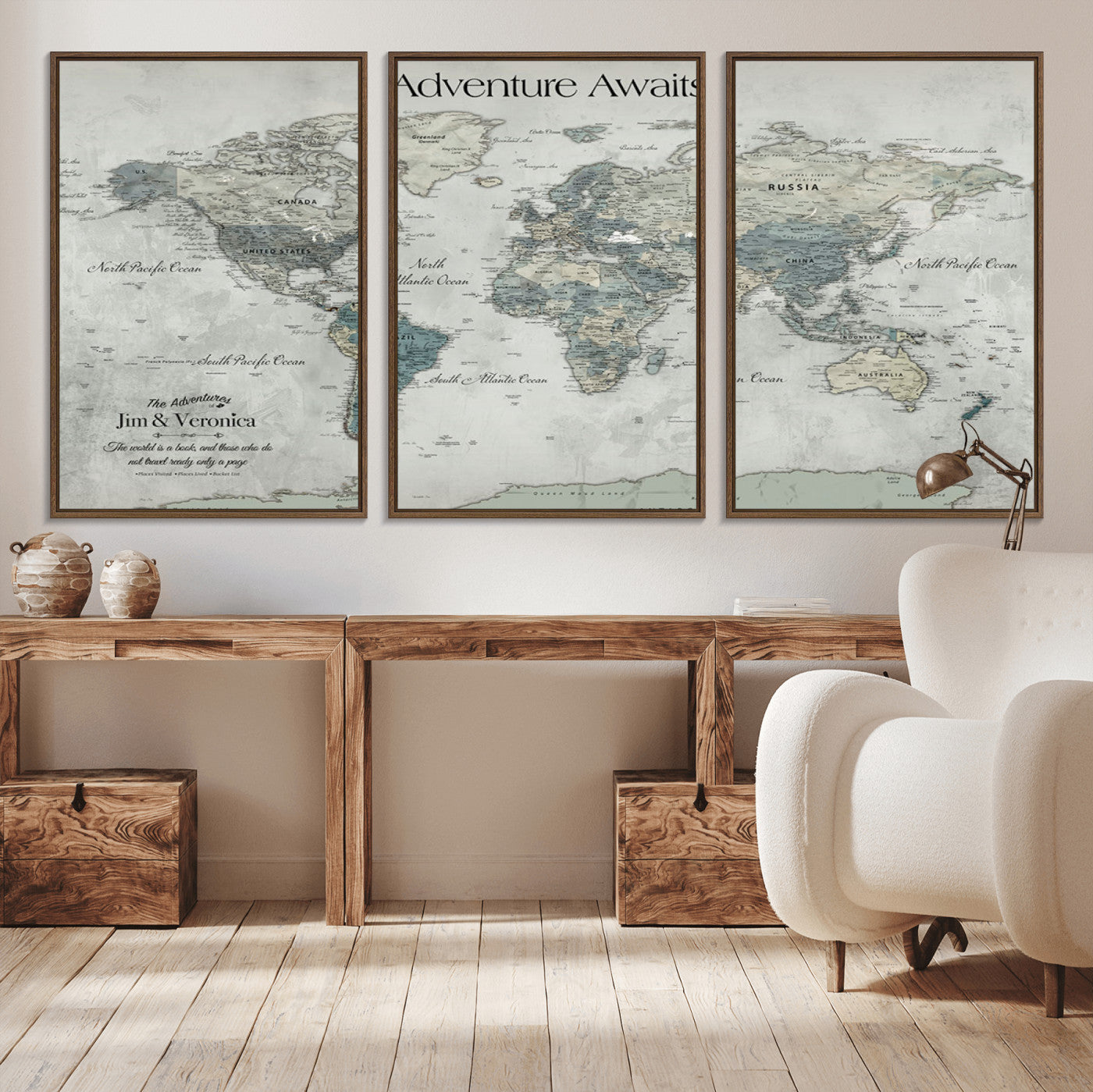 Customize Push Pin World Map Wall Canvas Print – Personalized Travel Tracker with Pins – Framed Custom Quotie Canvas for Home Office Decor