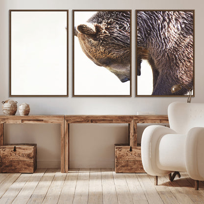 Majestic Bear Portrait - Capture the raw beauty of a bear in a detailed close-up, perfect for your Wall Art Canvas Print collection