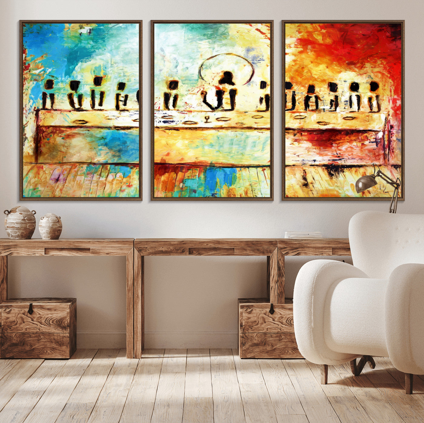 Abstract Last Supper with Apostles Wall Art Canvas Print