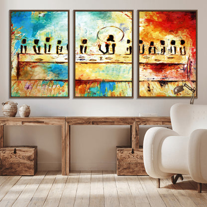 Abstract Last Supper with Apostles Wall Art Canvas Print