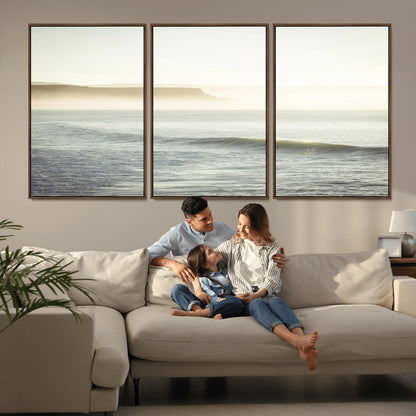 Canvas of a misty ocean scene with coastal cliffs and soft neutral tones, ideal for Scandinavian coastal or minimalist nature-inspired home decor.