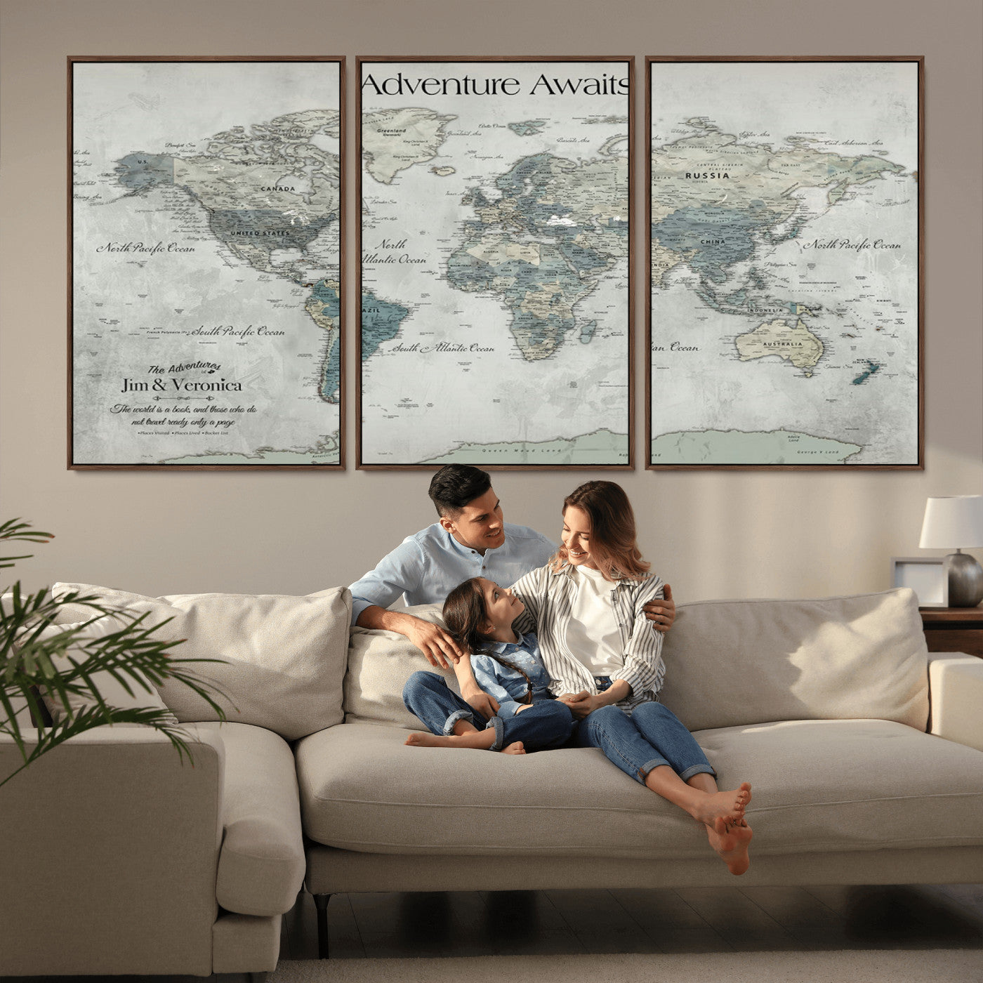 Customize Push Pin World Map Wall Canvas Print – Personalized Travel Tracker with Pins – Framed Custom Quotie Canvas for Home Office Decor