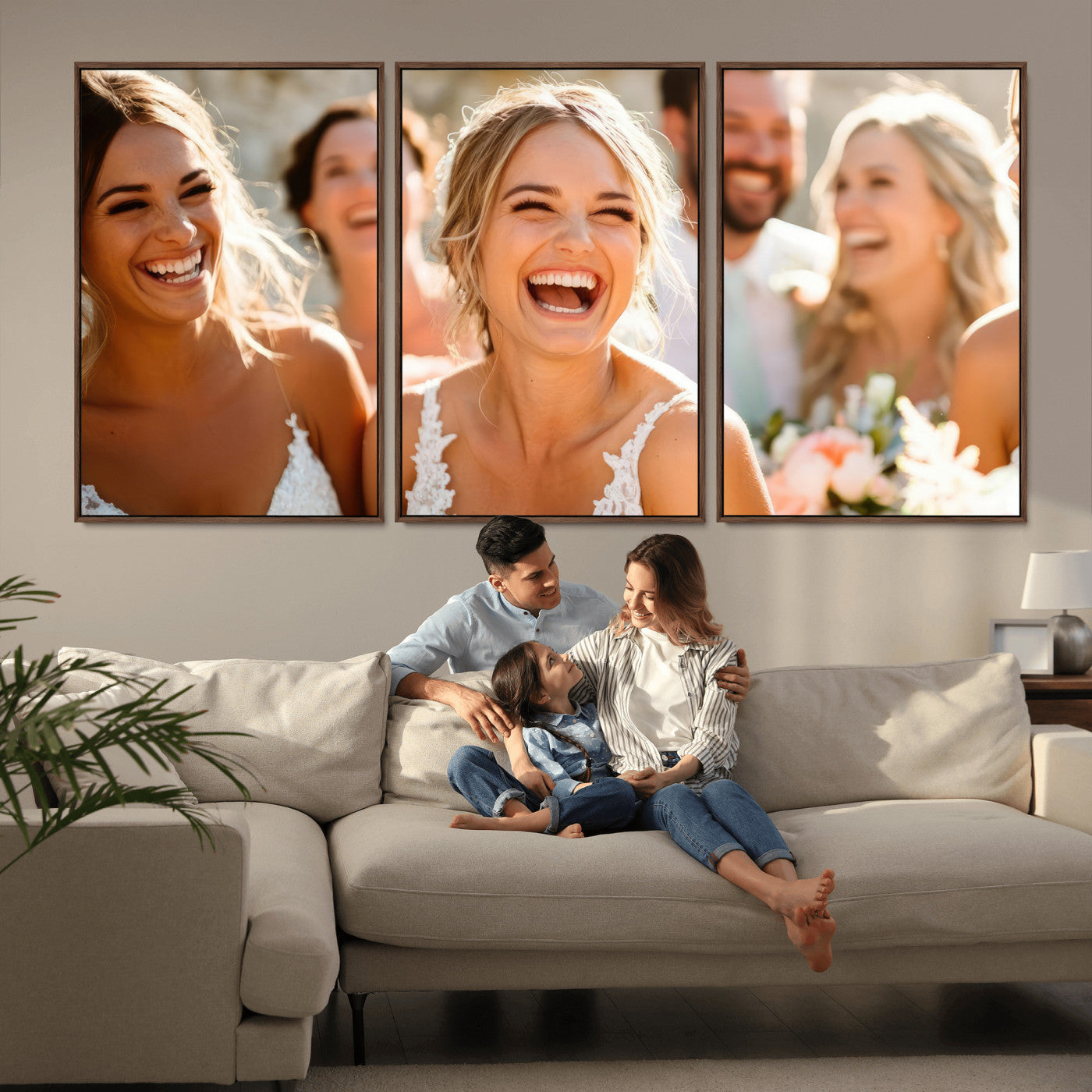 CSTM912-MGV-FC-60X30-3P_Walnut-Floating 3 Panel Custom Canvas Print - Perfect for Unique Decor - Framed - Ready to Hang - Gift for Him